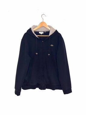 Lacoste Black Hoodie with Grey Hood Lining